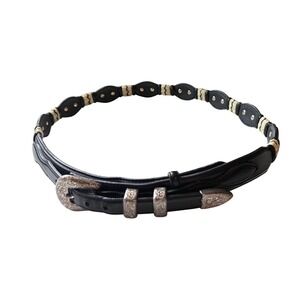 Tony Lama Mens Black Leather Horsehair Braided Western Concho Belt 42 7923L